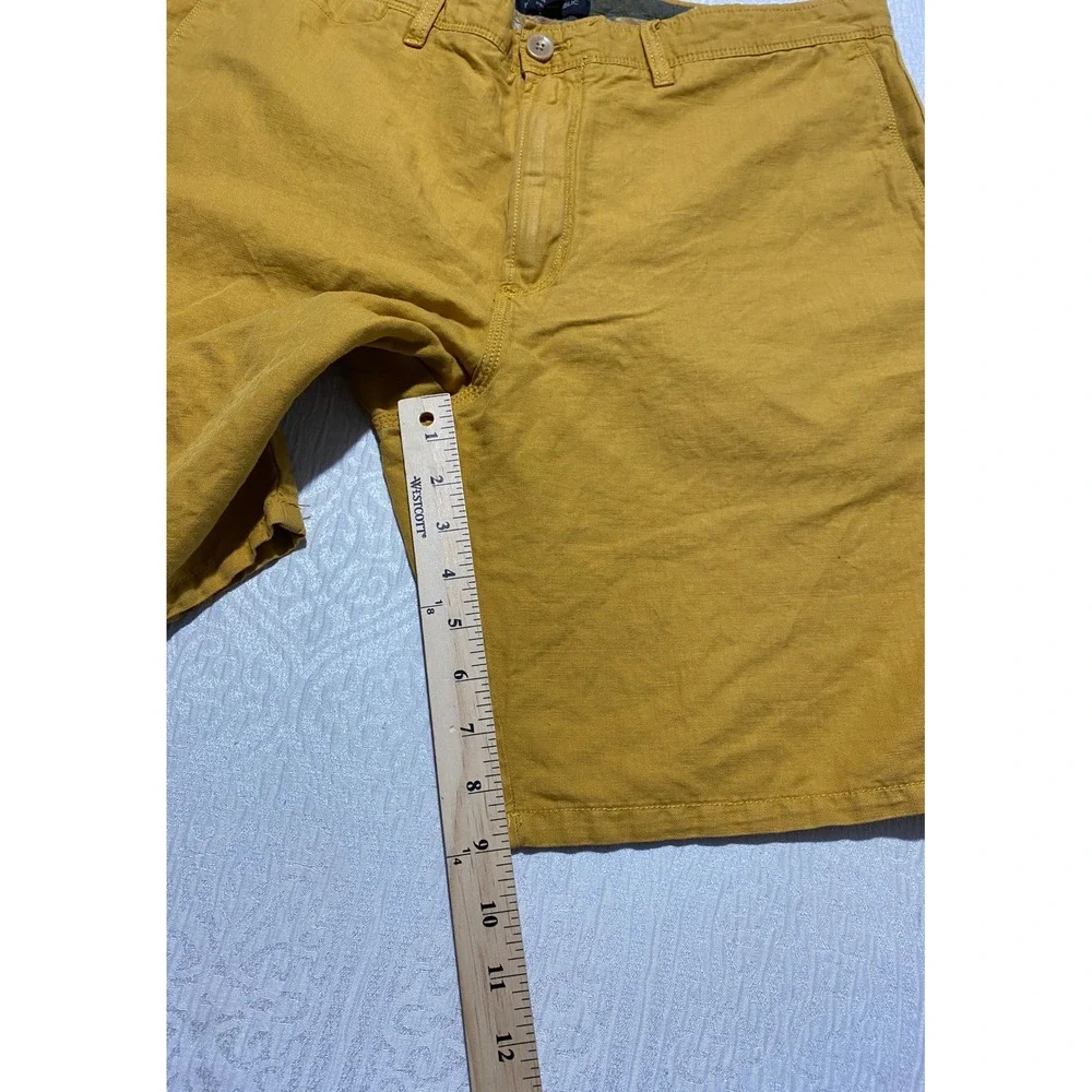 Banana Republic Aiden Short Mens 36 Mustard Yellow Herringbone Slim Chino Shorts